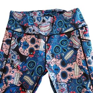 CVG Constantly‎ Varied Gear XL Day of the Dead Sugar Skull Capri Leggings Gym